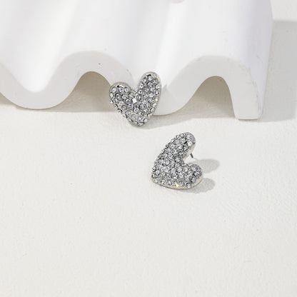 1 Pair Cute Romantic Heart Shape Plating Inlay Alloy Rhinestones Ear Studs