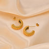 1 Pair Simple Style Commute Spiral Stripe Plating Stainless Steel 18k Gold Plated Earrings