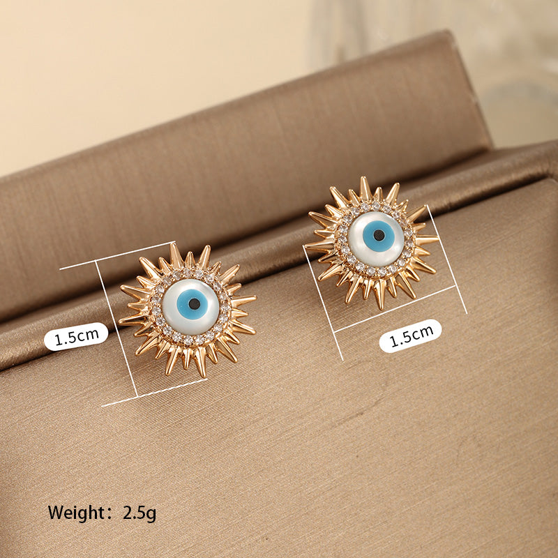 1 Pair Retro Xuping Devil's Eye Plating Inlay Alloy Copper Alloy Artificial Gemstones 18k Gold Plated Ear Studs