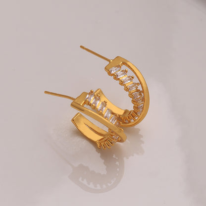 1 Pair Ig Style Classic Style Shiny Geometric Plating Inlay Copper Zircon 18k Gold Plated Ear Studs