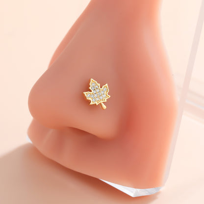 Classic Style Animal Cross Stainless Steel Copper Plating Inlay Zircon 18k Gold Plated Nose Studs