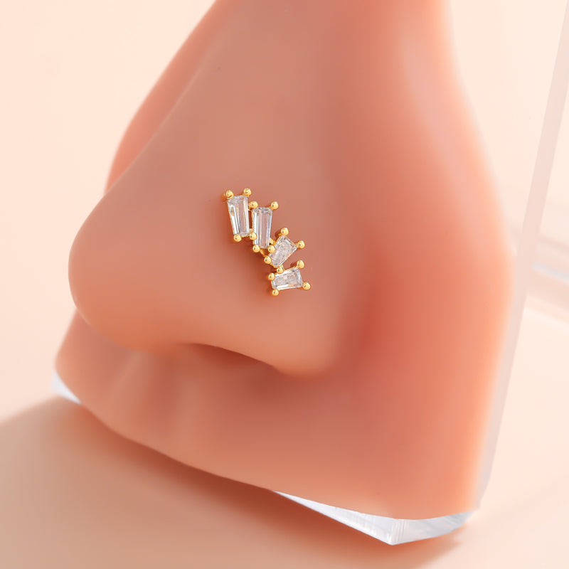 Classic Style Animal Cross Stainless Steel Copper Plating Inlay Zircon 18k Gold Plated Nose Studs