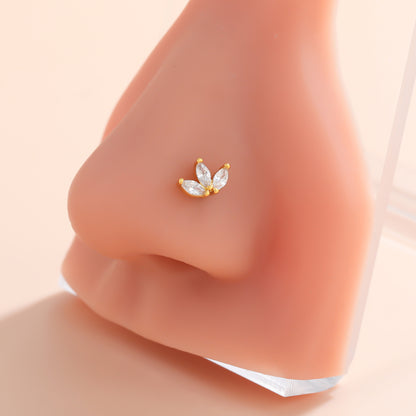 Classic Style Animal Cross Stainless Steel Copper Plating Inlay Zircon 18k Gold Plated Nose Studs