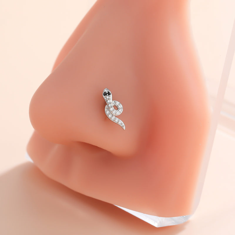 Classic Style Animal Cross Stainless Steel Copper Plating Inlay Zircon 18k Gold Plated Nose Studs