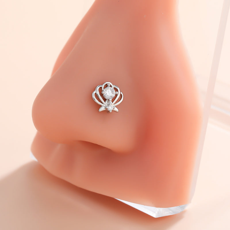 Classic Style Animal Cross Stainless Steel Copper Plating Inlay Zircon 18k Gold Plated Nose Studs