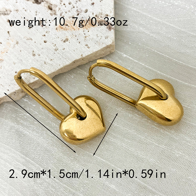 1 Pair Elegant Classical Vintage Style Star Heart Shape Plating Stainless Steel Gold Plated Drop Earrings