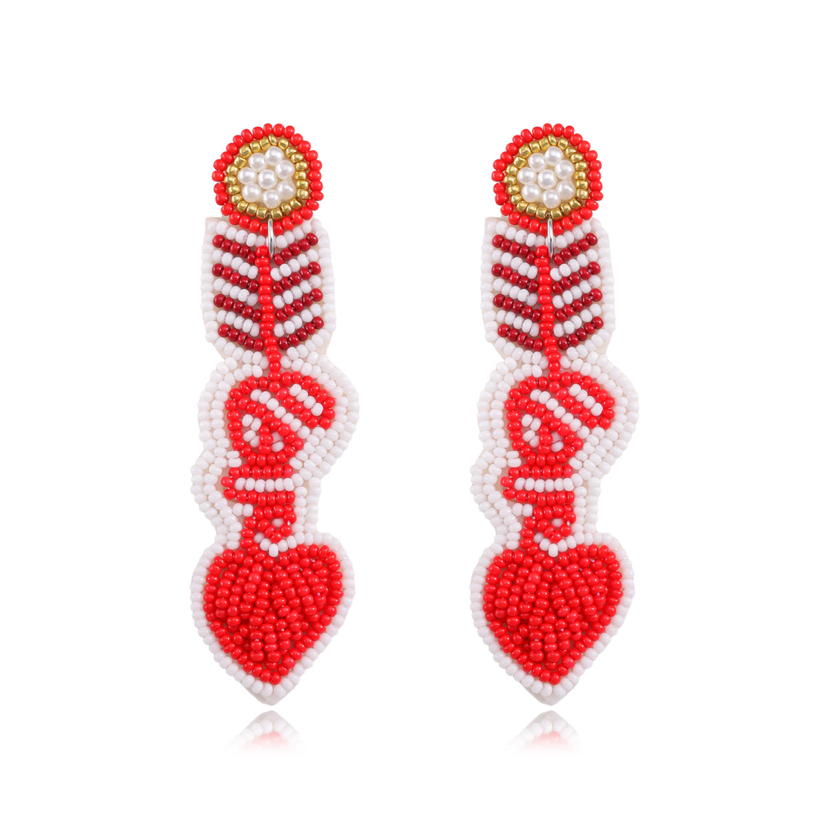 1 Pair Elegant Cute Heart Shape Fish Bone Handmade Plastic Cloth Drop Earrings