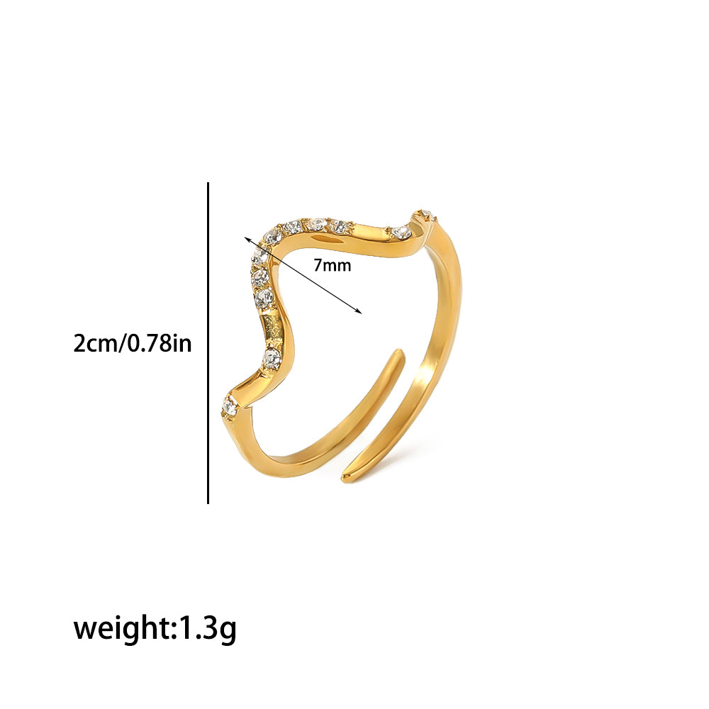 Retro Circle Stainless Steel Polishing Plating Zircon 18k Gold Plated Rings