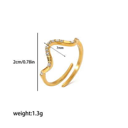 Retro Circle Stainless Steel Polishing Plating Zircon 18k Gold Plated Rings