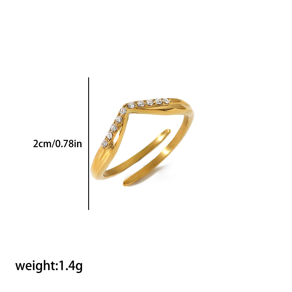 Retro Circle Stainless Steel Polishing Plating Zircon 18k Gold Plated Rings