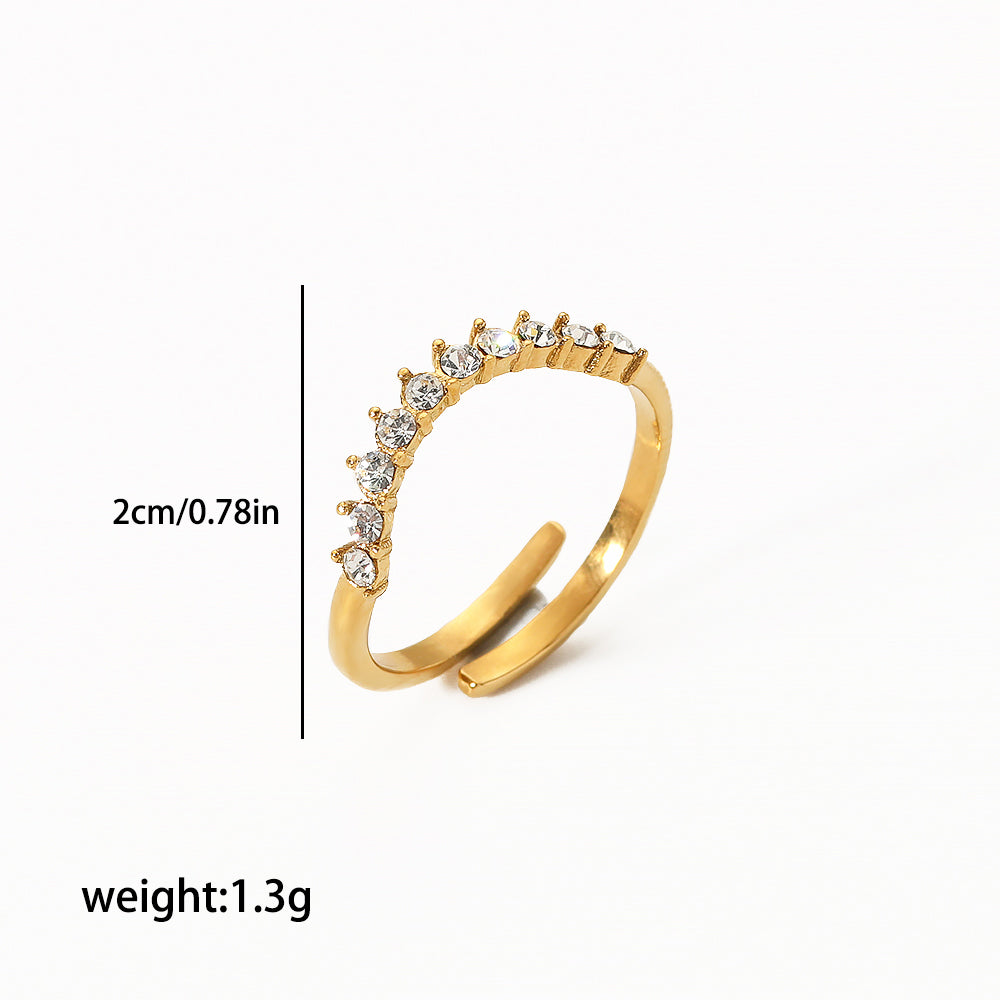 Retro Circle Stainless Steel Polishing Plating Zircon 18k Gold Plated Rings