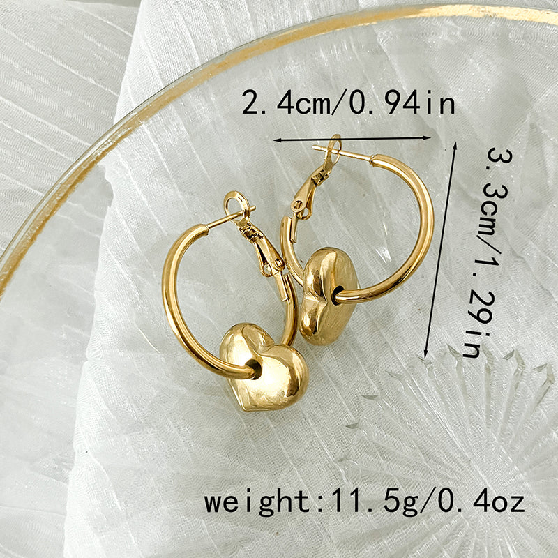 1 Pair Elegant Classical Vintage Style Star Heart Shape Plating Stainless Steel Gold Plated Drop Earrings