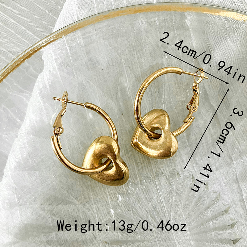 1 Pair Elegant Classical Vintage Style Star Heart Shape Plating Stainless Steel Gold Plated Drop Earrings