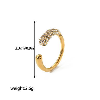 Retro Circle Stainless Steel Polishing Plating Zircon 18k Gold Plated Rings