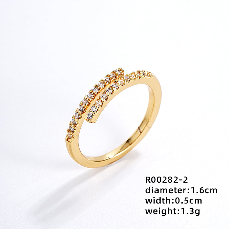 Ig Style Simple Style Flower Snake Butterfly Copper Gold Plated Zircon Open Rings In Bulk