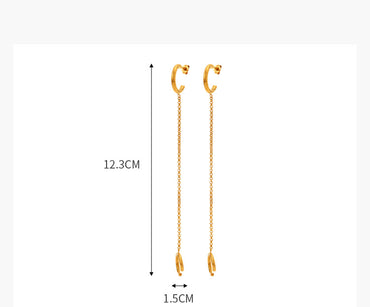 1 Pair Elegant Geometric Solid Color Chain Titanium Steel Drop Earrings