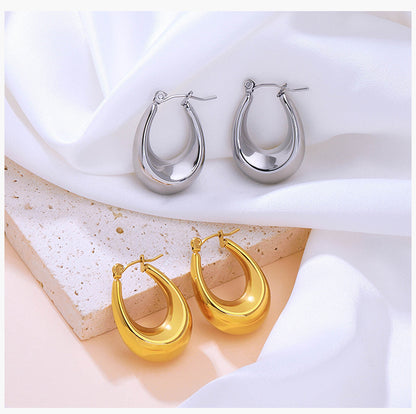 1 Pair Ig Style Simple Style U Shape Plating Titanium Steel Earrings