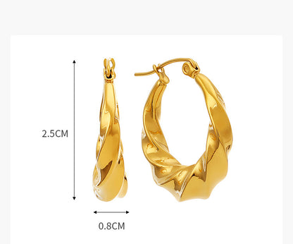 1 Pair Simple Style U Shape Plating Titanium Steel Gold Plated Earrings