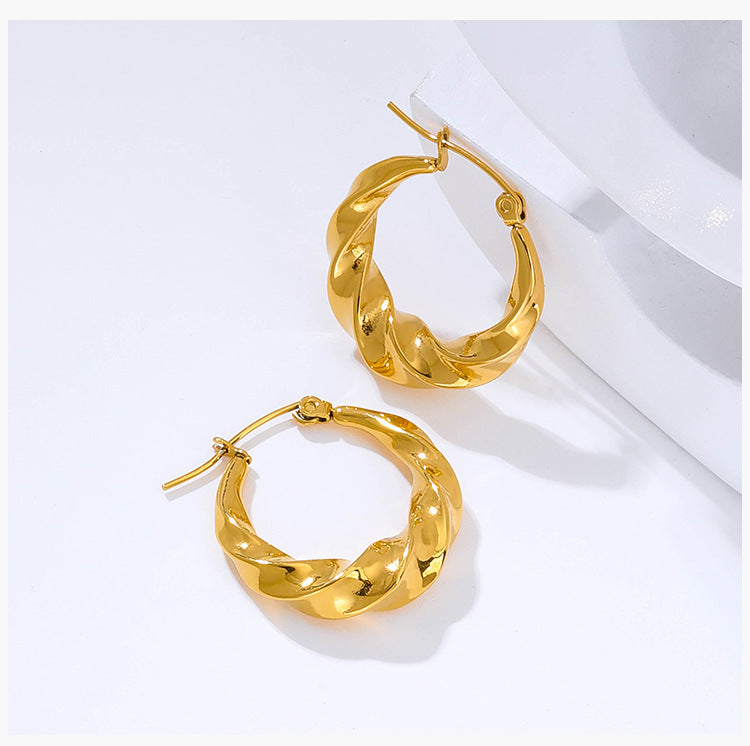 1 Pair Simple Style U Shape Plating Titanium Steel Gold Plated Earrings