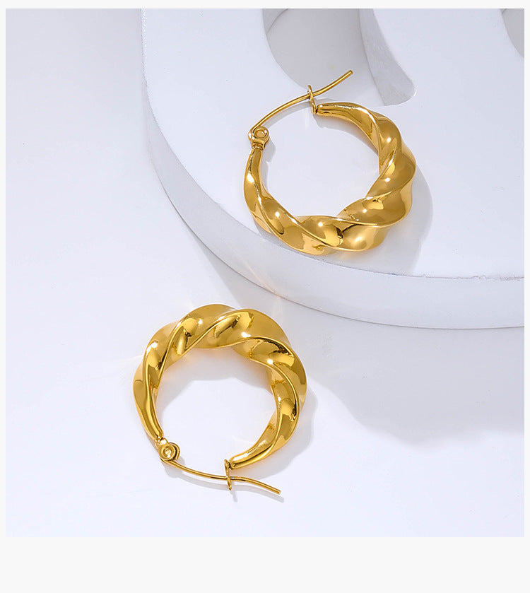 1 Pair Simple Style U Shape Plating Titanium Steel Gold Plated Earrings