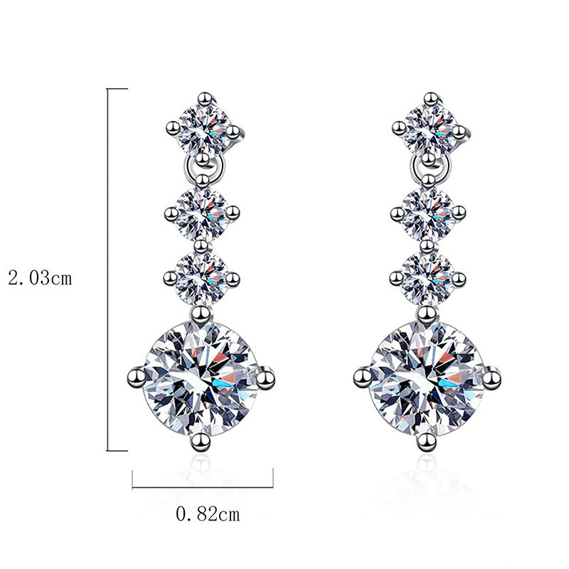 1 Pair Elegant Sweet Solid Color Plating Inlay Sterling Silver Zircon White Gold Plated Drop Earrings