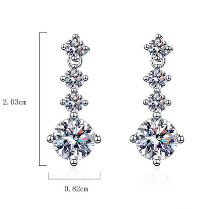 1 Pair Elegant Sweet Solid Color Plating Inlay Sterling Silver Zircon White Gold Plated Drop Earrings