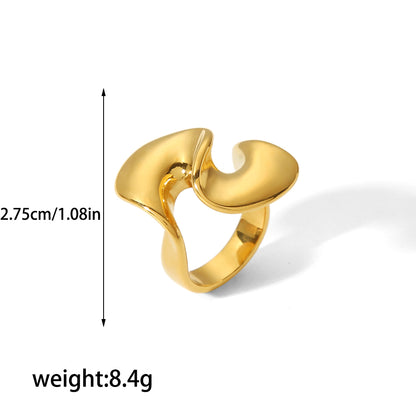 Retro Roman Style Circle Waves Stainless Steel Polishing Plating 18k Gold Plated Rings