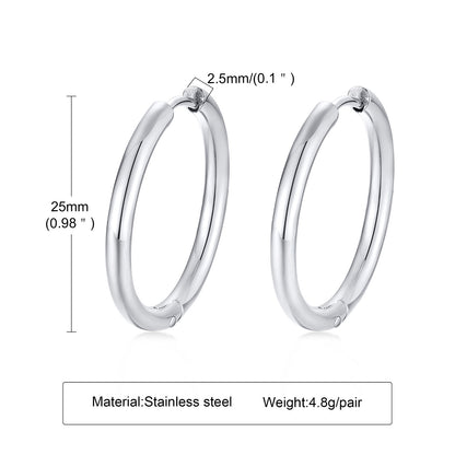 1 Pair Simple Style Solid Color Plating Stainless Steel 18k Gold Plated Hoop Earrings