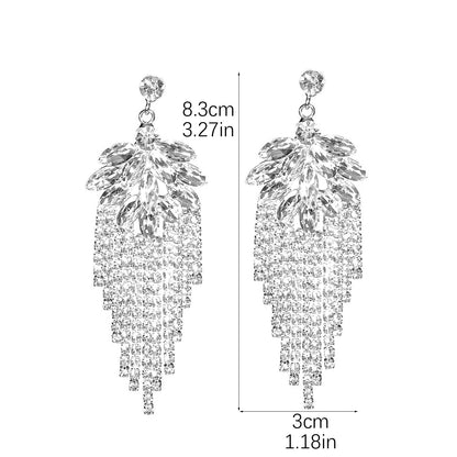 1 Pair Elegant Luxurious Geometric Plating Inlay Alloy Rhinestones Drop Earrings