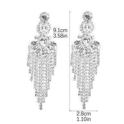 1 Pair Elegant Luxurious Geometric Plating Inlay Alloy Rhinestones Drop Earrings