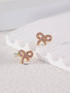 1 Pair Vintage Style Bow Knot Plating Inlay Stainless Steel Zircon 18k Gold Plated Ear Studs