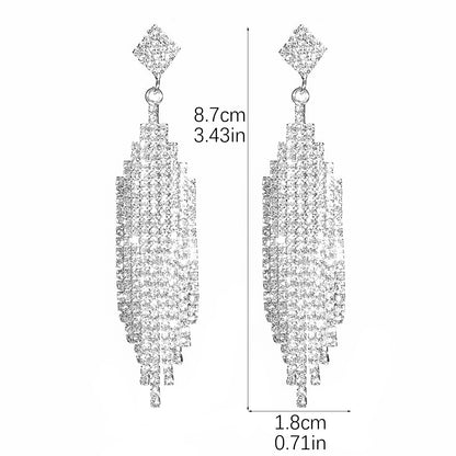 1 Pair Elegant Luxurious Geometric Plating Inlay Alloy Rhinestones Drop Earrings