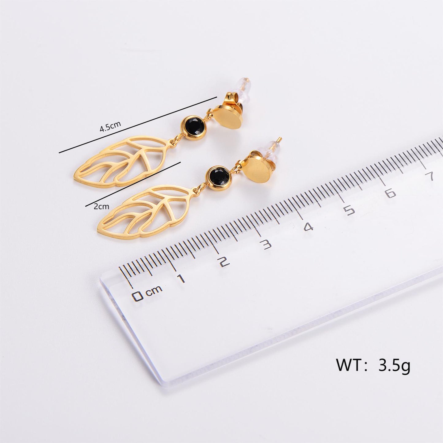 1 Pair Vintage Style Leaf Plating Inlay Stainless Steel Zircon 18k Gold Plated Drop Earrings