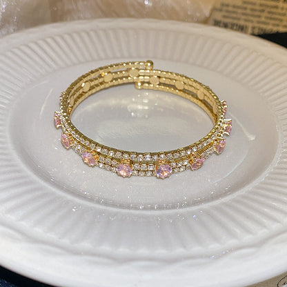 Elegant Sweet Color Block Copper Zircon Bracelets In Bulk