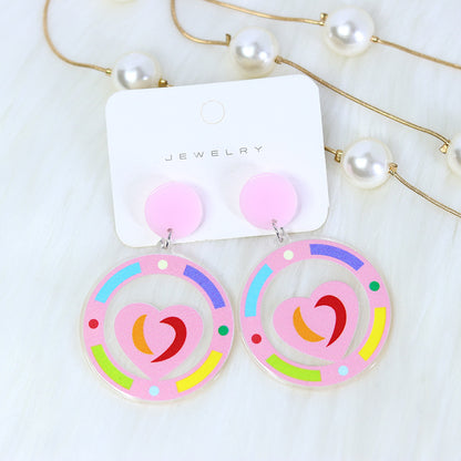 1 Pair Sweet Letter Heart Shape Butterfly Arylic Drop Earrings