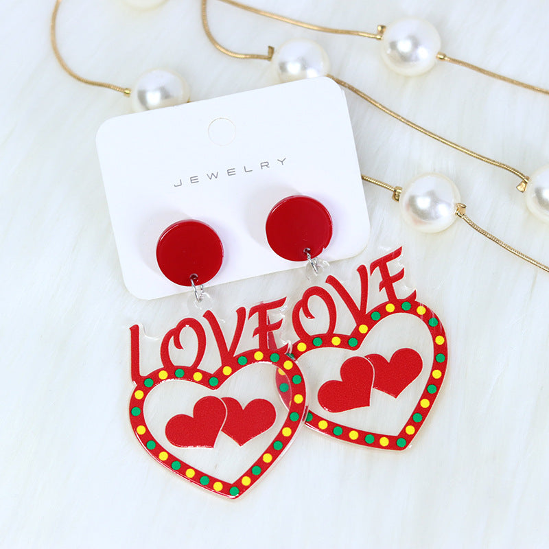 1 Pair Sweet Letter Heart Shape Butterfly Arylic Drop Earrings