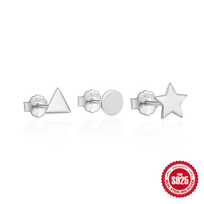 1 Set Simple Style Star Butterfly Plating Sterling Silver Ear Studs