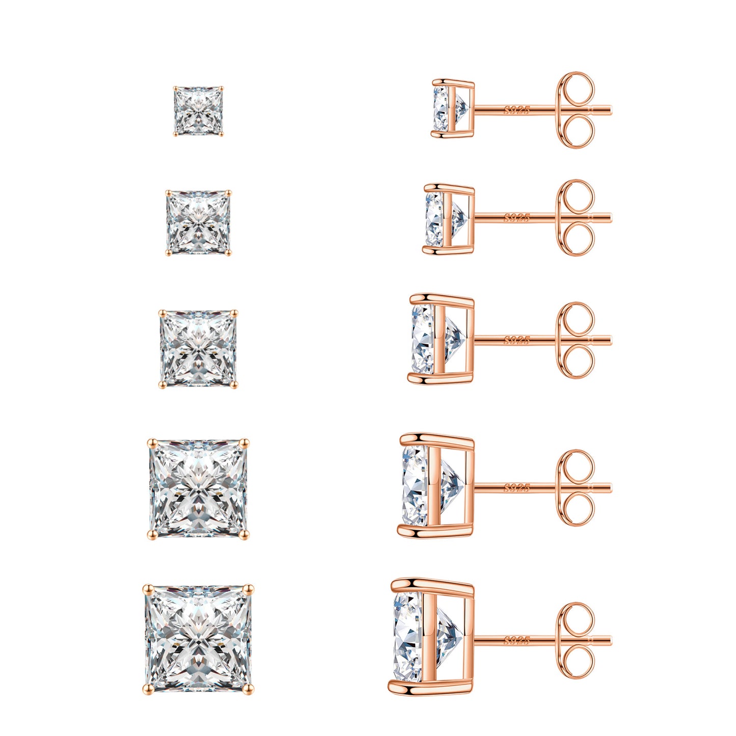 1 Set Cute Simple Style Geometric Solid Color Plating Inlay Copper Zircon 14k Gold Plated Rose Gold Plated White Gold Plated Ear Studs