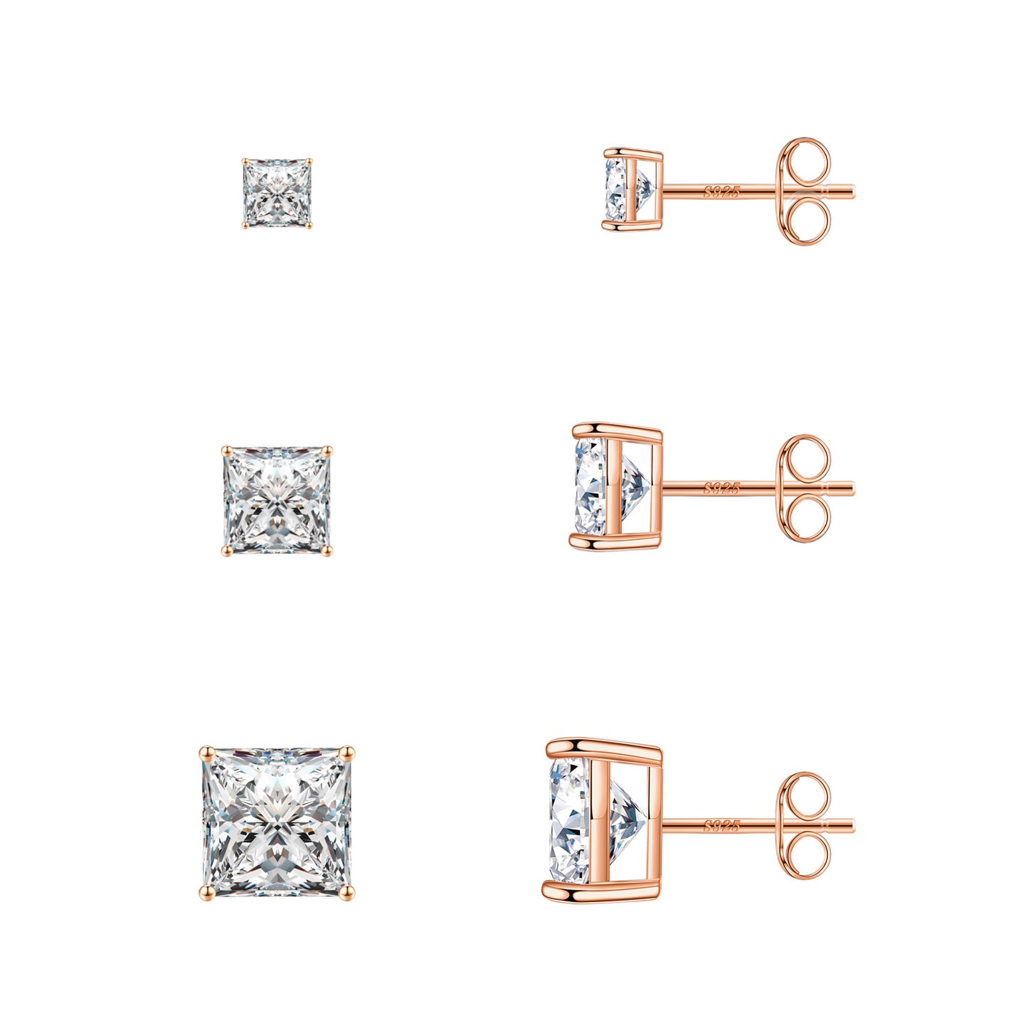 1 Set Cute Simple Style Geometric Solid Color Plating Inlay Copper Zircon 14k Gold Plated Rose Gold Plated White Gold Plated Ear Studs