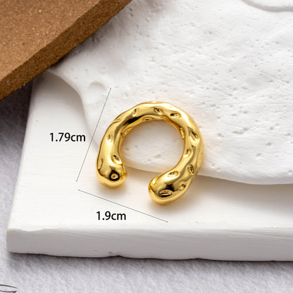 1 Piece Vintage Style Cool Style C Shape Geometric Plating Copper 18k Gold Plated Ear Studs