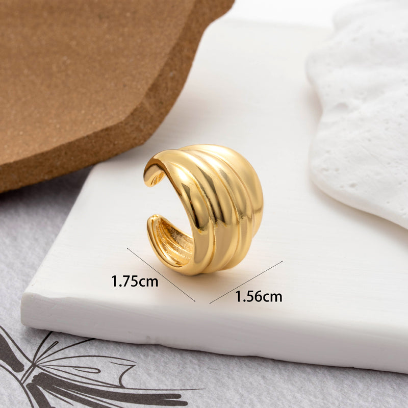 1 Piece Vintage Style Cool Style C Shape Geometric Plating Copper 18k Gold Plated Ear Studs