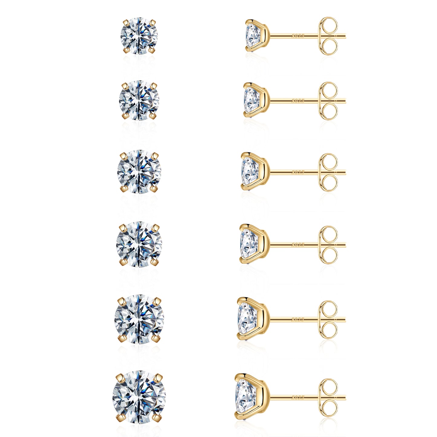 1 Set Simple Style Solid Color Plating Inlay Copper Zircon 14k Gold Plated Rose Gold Plated White Gold Plated Ear Studs