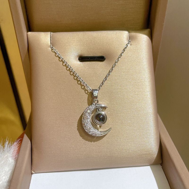 Casual Streetwear Moon Copper Zircon Pendant Necklace In Bulk