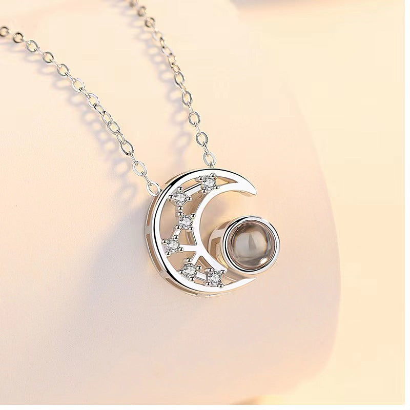 Elegant Lady Moon Copper Zircon Pendant Necklace In Bulk