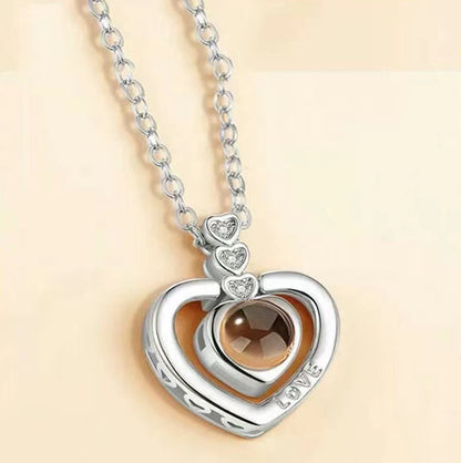 Elegant Korean Style Heart Shape Copper Zircon Pendant Necklace In Bulk