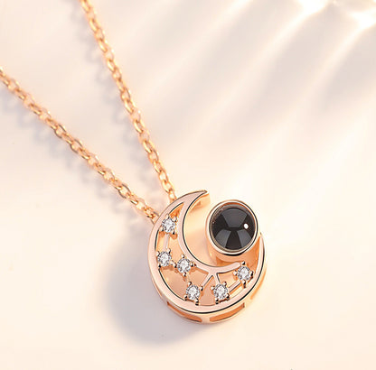 Elegant Lady Moon Copper Zircon Pendant Necklace In Bulk