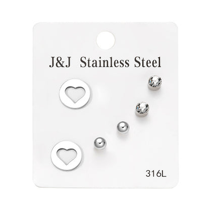 Wholesale Jewelry Simple Style Star Tree Heart Shape Stainless Steel Alloy Rhinestones Plating Inlay Ear Studs