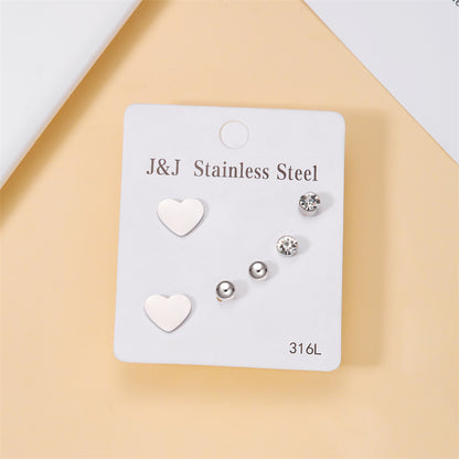 Wholesale Jewelry Simple Style Star Tree Heart Shape Stainless Steel Alloy Rhinestones Plating Inlay Ear Studs