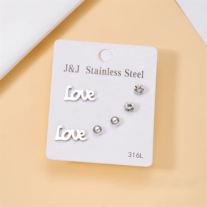 Wholesale Jewelry Simple Style Star Tree Heart Shape Stainless Steel Alloy Rhinestones Plating Inlay Ear Studs