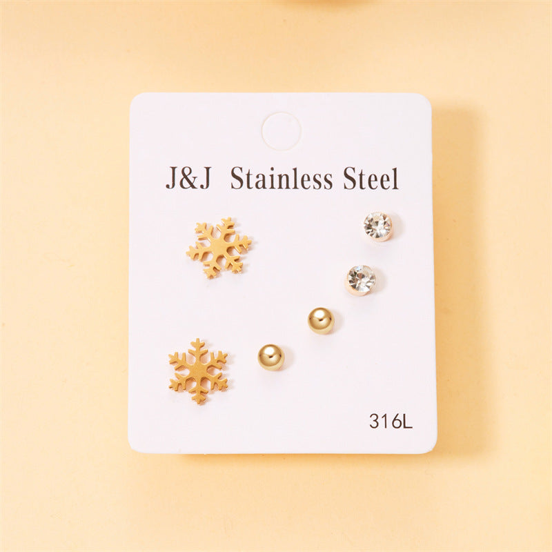 Wholesale Jewelry Simple Style Star Tree Heart Shape Stainless Steel Alloy Rhinestones Plating Inlay Ear Studs